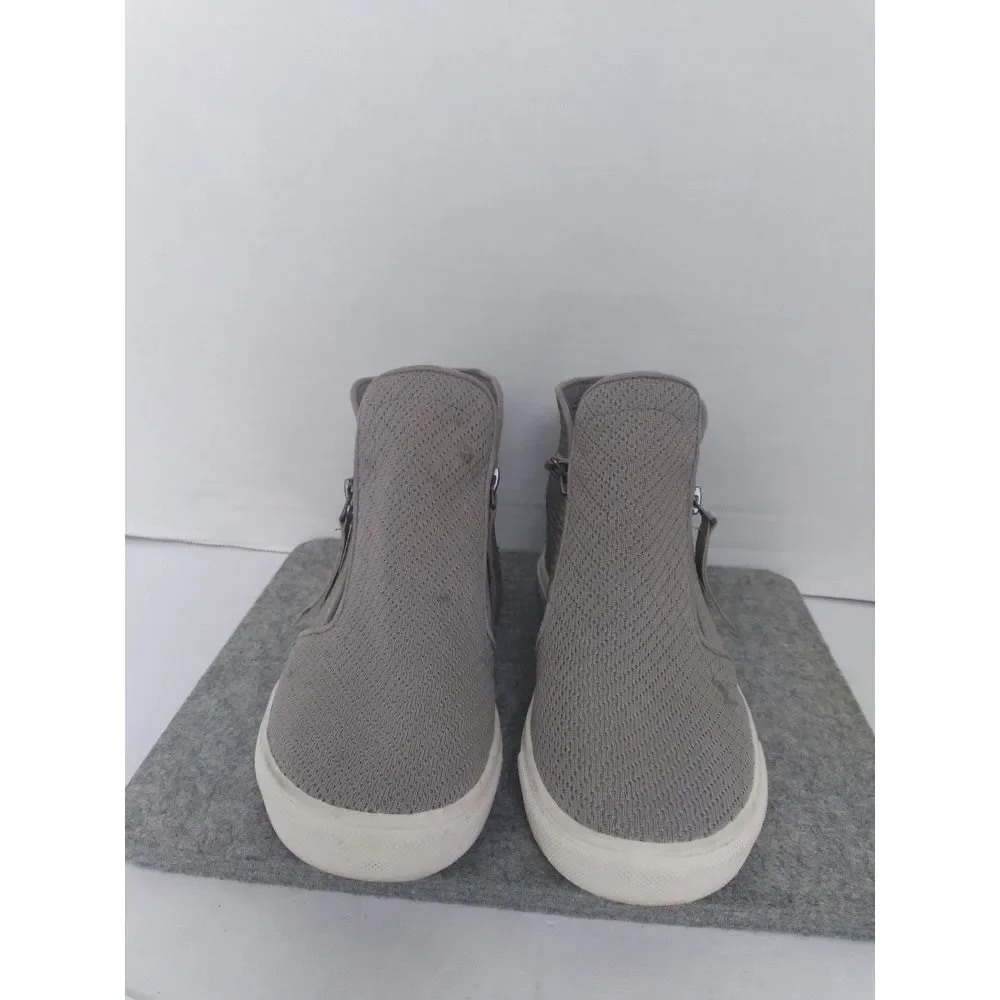 Modern Knit High-Top Sneakers with Side Zip‎ Grey Casual Comfort Shoes